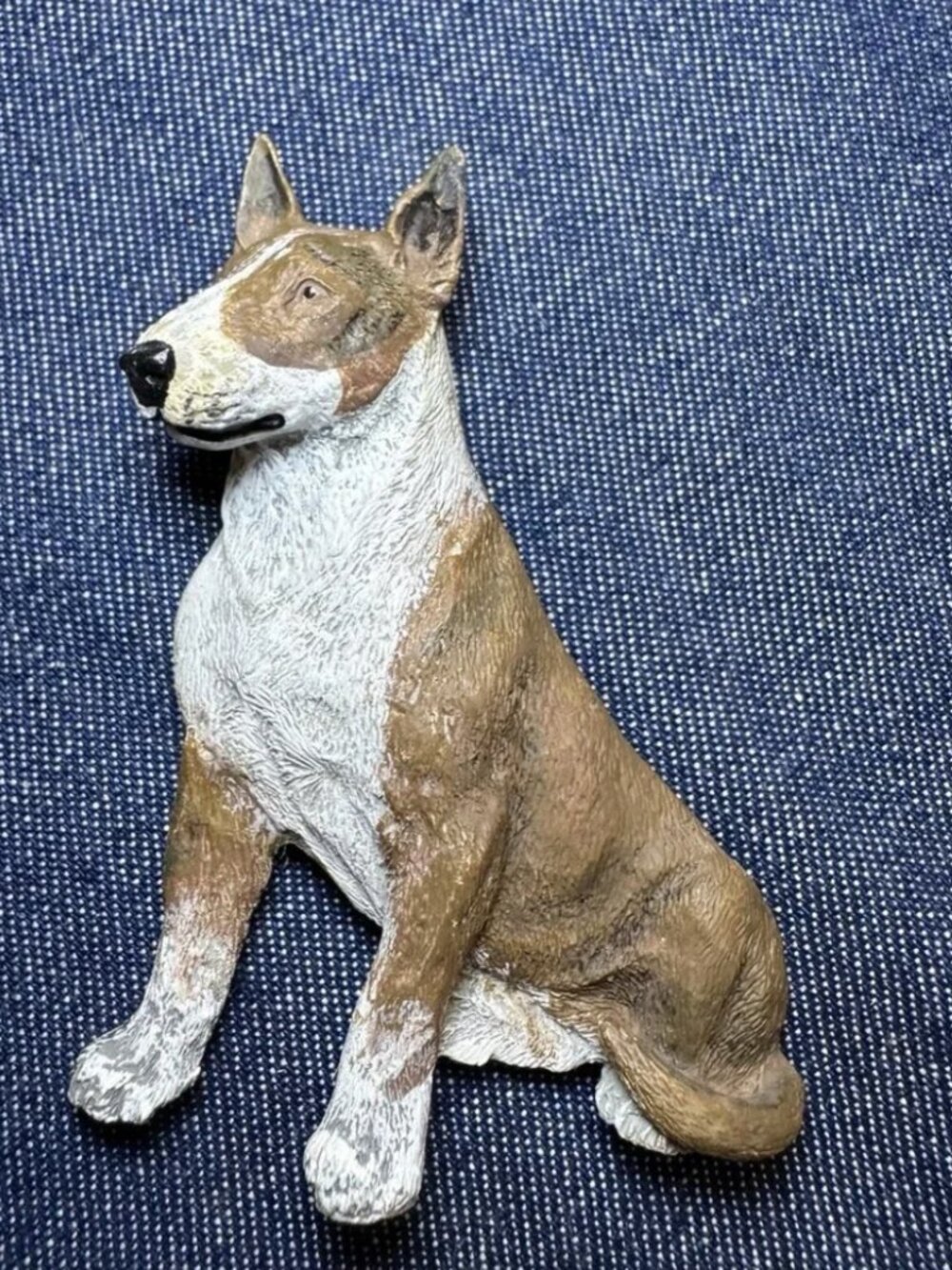 Vintage Hand Painted Bull Terrier Dog Lover Fridge Magnet Collectible 3”